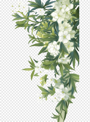 Familiar Wild Flowers Watercolour Flowers, White blooming flowers and green leaves, illustration of green plant with white flowers, watercolor Painting, watercolor Leaves, flower Arranging png