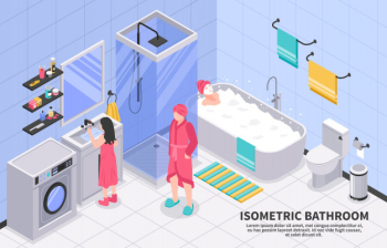 Family bathroom isometric Free Vector Family bathroom isometric Free Vector