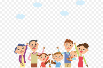 Family Cartoon Illustration - Pointing to the sky cartoon character family 