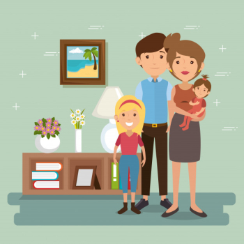 Family parents in house place scene Free Vector Family parents in house place scene Free Vector