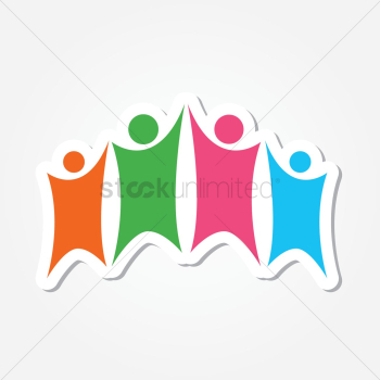 Family raising hands logo Family raising hands logo
