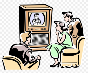 Family Watching Television Royalty Free Vector Clip - People Watching Tv Clipart