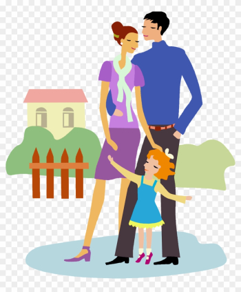 Familydayfamwithdaughter - Little Girl With Family Clipart