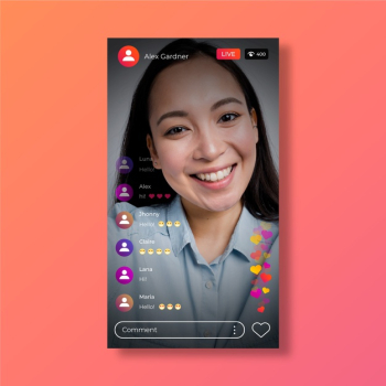 Famous girl making a live stream on instagram Free Vector Famous girl making a live stream on instagram Free Vector