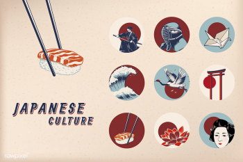 Famous Japanese cultural icons | Free stock vector - 558607 Famous Japanese cultural icons | Free stock vector - 558607