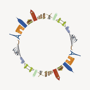 Famous landmarks clipart, abstract illustration | Free PSD - rawpixel