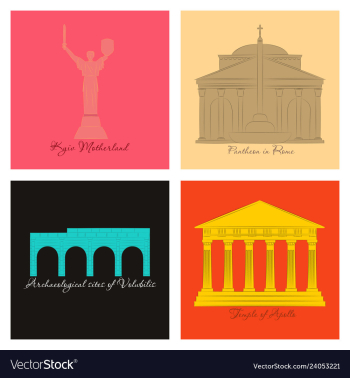 Famous place and monument around the world vector image Famous place and monument around the world vector image