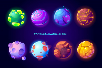 Fantastic space planets for ui galaxy game Free Vector Fantastic space planets for ui galaxy game Free Vector