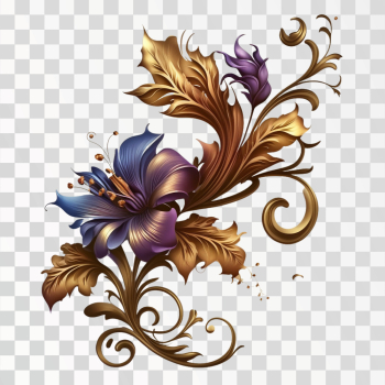 Fantasy flower, luxury and royal, PNG transparent background