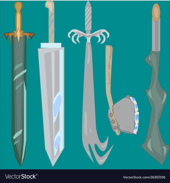 Fantasy medieval sword set vector image Fantasy medieval sword set vector image