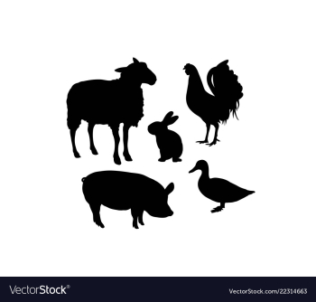 Farm animal silhouettes vector image Farm animal silhouettes vector image