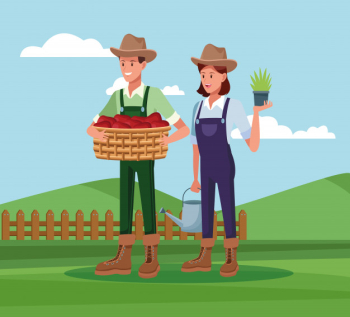 Farmers working in farm cartoons Free Vector Farmers working in farm cartoons Free Vector