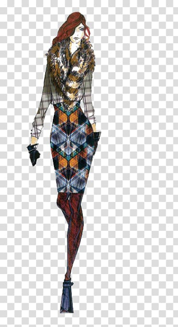 Fashion Designer Color Sketch, High-end women's fashion design illustration transparent background PNG clipart