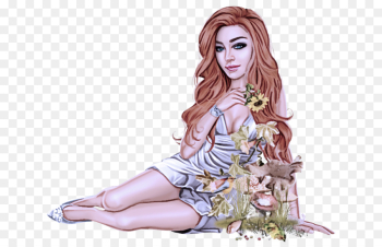 fashion illustration cartoon sitting long hair drawing fashion illustration cartoon sitting long hair drawing
