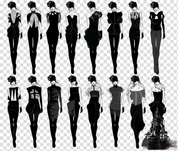 Fashion illustration Drawing Fashion design Sketch, Black and white catwalk model transparent background PNG clipart