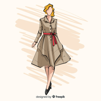 Fashion illustration with female model Free Vector Fashion illustration with female model Free Vector