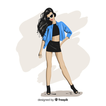 Fashion illustration with female model Free Vector Fashion illustration with female model Free Vector