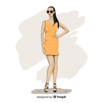 Fashion illustration with female model Free Vector Fashion illustration with female model Free Vector
