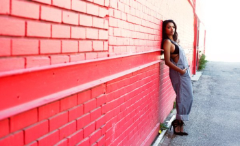 Fashion Model Woman Leans On Wall Fashion Model Woman Leans On Wall