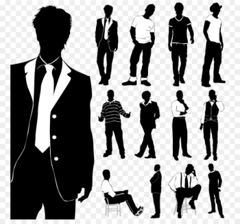 Fashion Stock photography Model Clip art - Men's fashion silhouette vector material, 