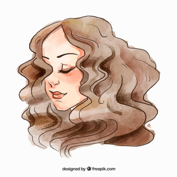 Fashion woman face with curly hair Fashion woman face with curly hair