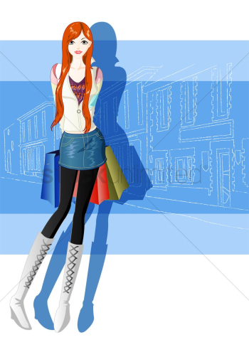 Fashionable woman with shopping bags Fashionable woman with shopping bags