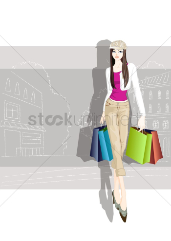 Fashionable woman with shopping bags Fashionable woman with shopping bags