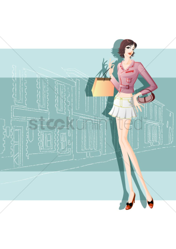 Fashionable woman with shopping bags Fashionable woman with shopping bags