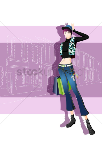 Fashionable woman with shopping bags Fashionable woman with shopping bags