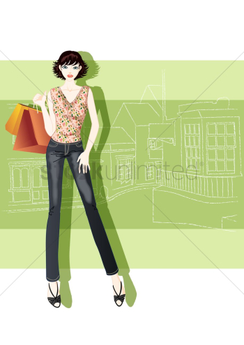 Fashionable woman with shopping bags Fashionable woman with shopping bags