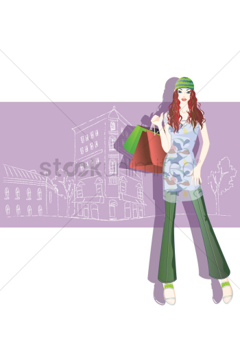 Fashionable woman with shopping bags Fashionable woman with shopping bags