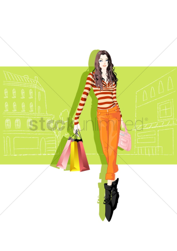 Fashionable woman with shopping bags Fashionable woman with shopping bags