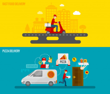 Fast food and pizza delivery banners Free Vector Fast food and pizza delivery banners Free Vector