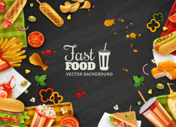 Fast food black background poster Free Vector Fast food black background poster Free Vector