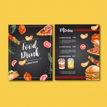 Fast food restaurant menu. frame border menu list appetizer food Free Vector