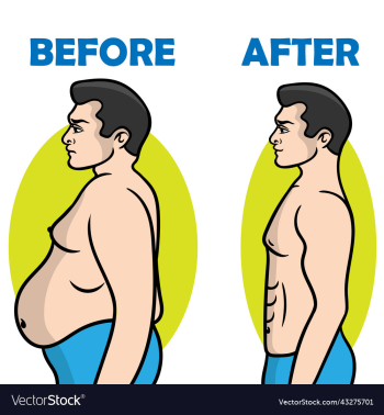 fat and slim man before and after weight loss