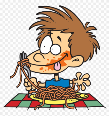 Fat People Eating Pizza Cartoon - Eating Spaghetti Clipart