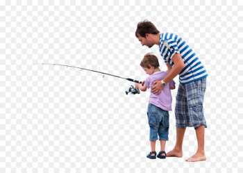 Father Fishing reel Son Stock photography - Fishing father and son 