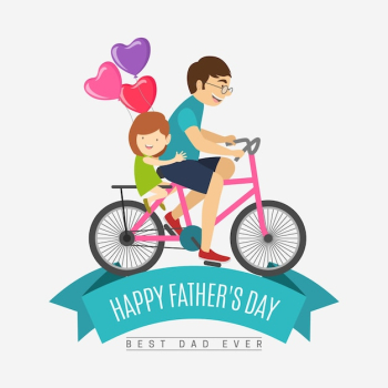 Father's day background with family riding a bicycle
