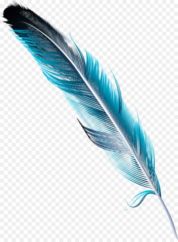 Feather Watercolor painting Drawing - Hand painted blue feather 