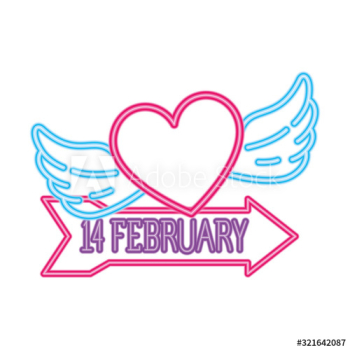 february 14 label in neon light february 14 label in neon light