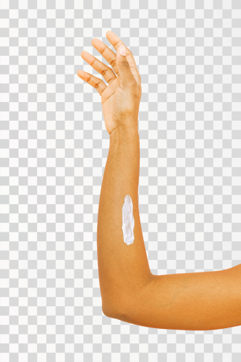 Female arm with smear for skin care against PNG transparent background - Author @shvetsa / Pexels