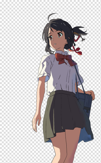 Female black haired anime character, Taki Tachibana Mitsuha Miyamizu Anime Futaba Miyamizu Film, Anime transparent background PNG clipart