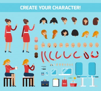 Female character constructor flat composition Free Vector Female character constructor flat composition Free Vector