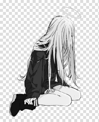 Female character illustration, Anime Manga Drawing Crying, girl sad transparent background PNG clipart