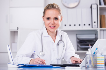 Female doctor in medical office Female doctor in medical office