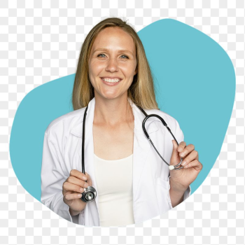 Female doctor png badge sticker, | Free PNG - rawpixel