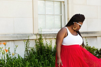 Female Fashion Model With Red Skirt Female Fashion Model With Red Skirt