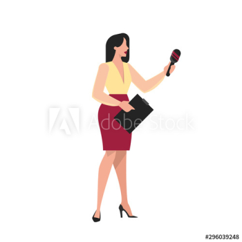 Female journalist holding a microphone Female journalist holding a microphone