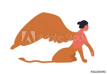 Female mythology fantastic creature sphinx vector flat illustration Female mythology fantastic creature sphinx vector flat illustration